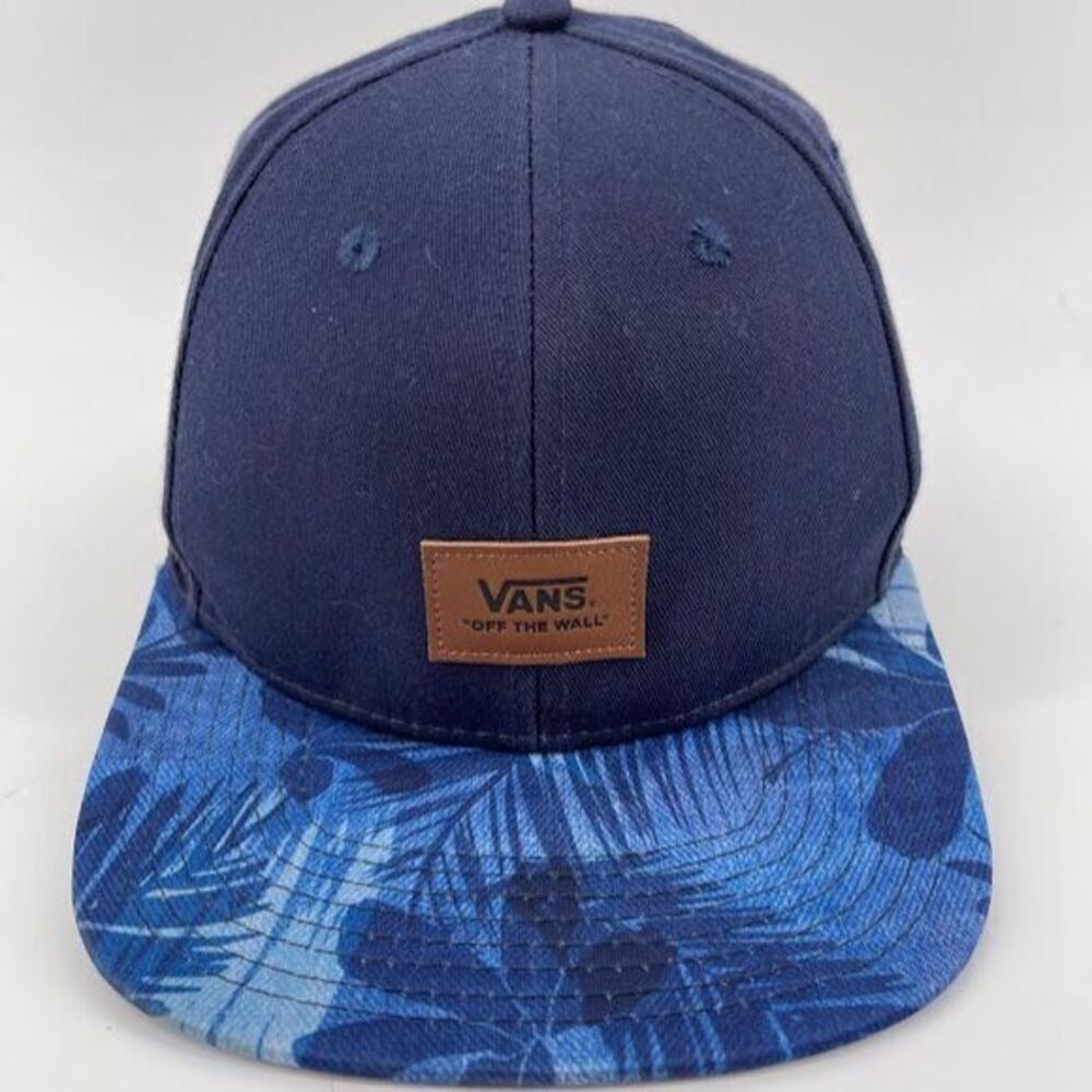 Vans Off The Wall Navy‎ Snapback Hat with Tropical Palm Print Brim